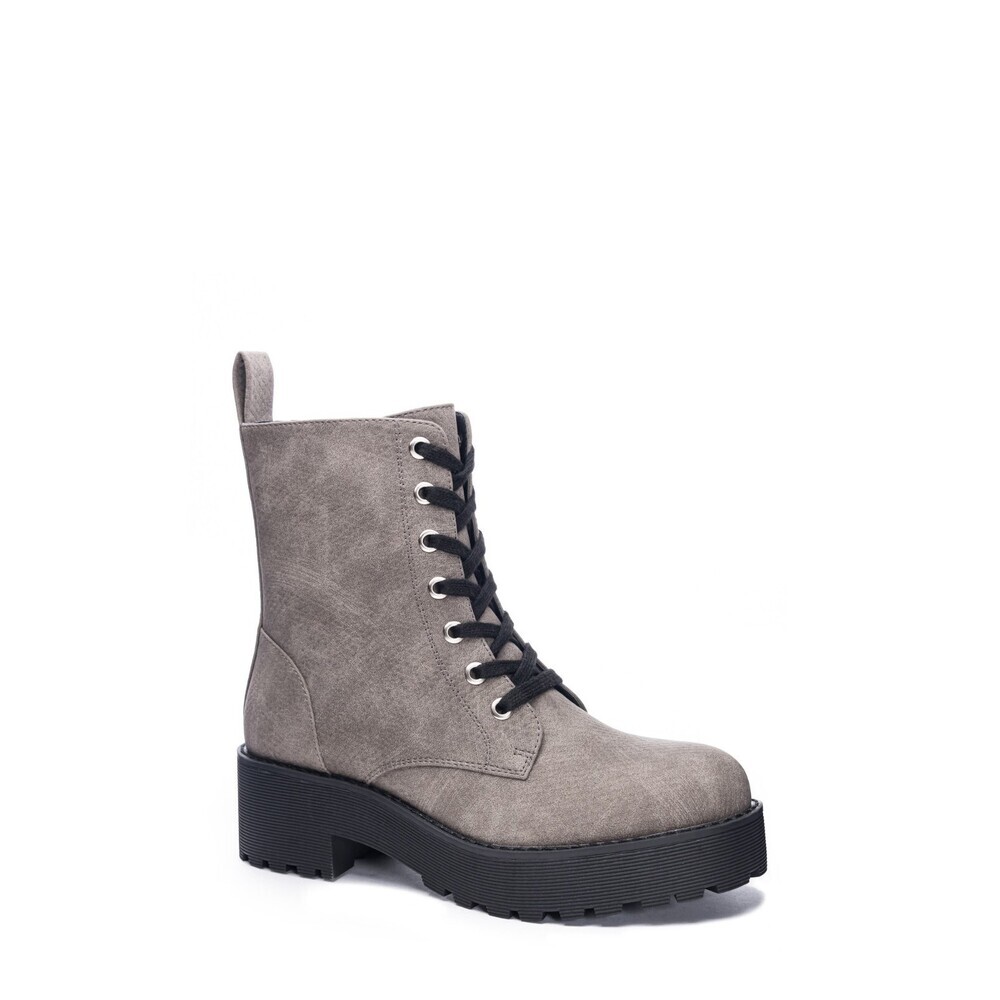 Dirty Laundry Mazzy Boot Women's US 7 Gray Leather Block Heel Combat KHD590